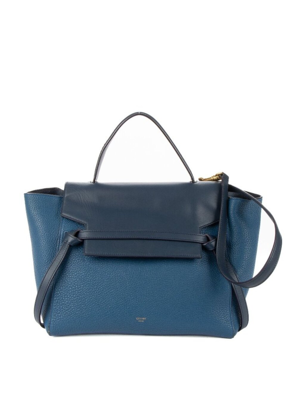 Celine Mini Bicolor Belt Bag Navy Blue Grain Calfskin Leather